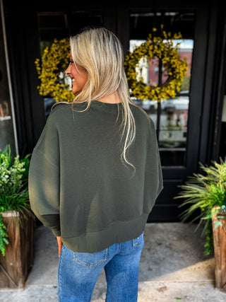 Ribbed Balloon Sleeve Pullover
