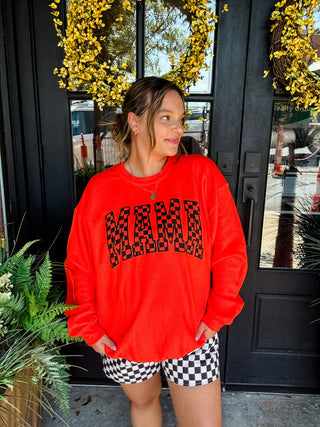 MAMA Orange Checkered Sweatshirt