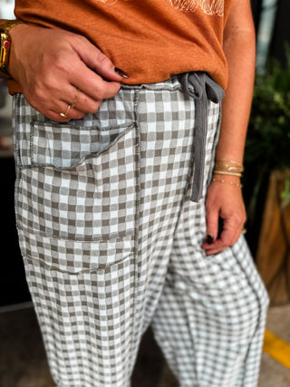Blue Grey Brushed Barrel Pants