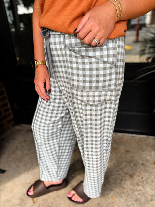 Blue Grey Brushed Barrel Pants