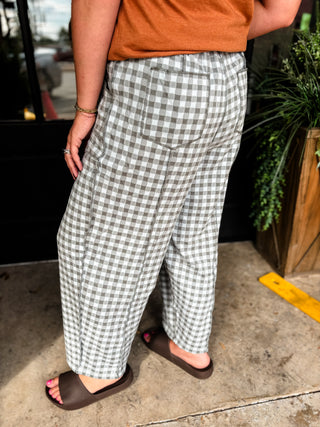 Blue Grey Brushed Barrel Pants