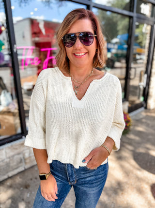 Relaxed Split Neck Sweater