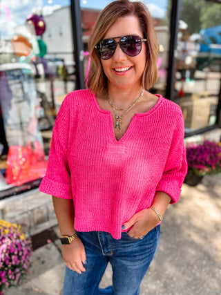 Relaxed Split Neck Sweater