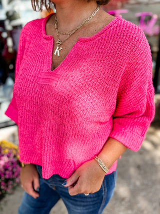Relaxed Split Neck Sweater