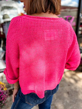 Relaxed Split Neck Sweater