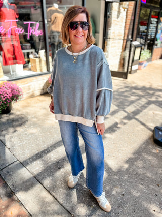 Contrast Theory Balloon Sleeve Sweatshirt