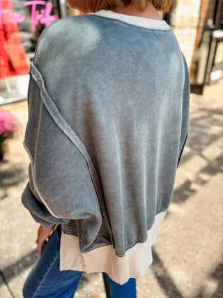 Contrast Theory Balloon Sleeve Sweatshirt