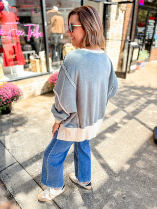 Contrast Theory Balloon Sleeve Sweatshirt