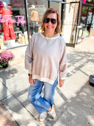 Contrast Theory Balloon Sleeve Sweatshirt