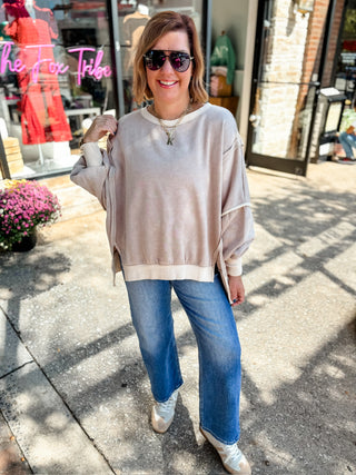 Contrast Theory Balloon Sleeve Sweatshirt