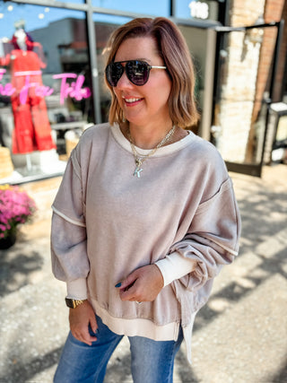 Contrast Theory Balloon Sleeve Sweatshirt