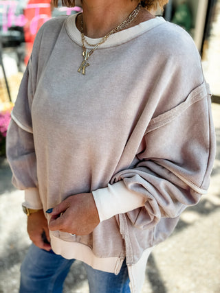Contrast Theory Balloon Sleeve Sweatshirt