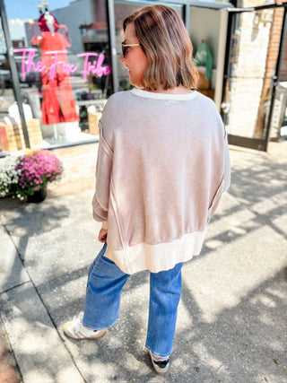 Contrast Theory Balloon Sleeve Sweatshirt