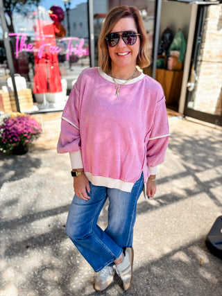 Contrast Theory Balloon Sleeve Sweatshirt