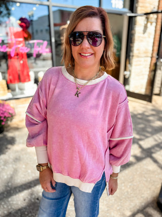 Contrast Theory Balloon Sleeve Sweatshirt