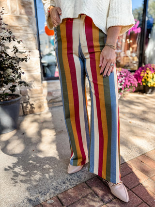 Retro Revival Stripe Wide Leg Jeans
