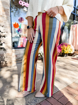 Retro Revival Stripe Wide Leg Jeans