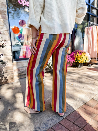 Retro Revival Stripe Wide Leg Jeans