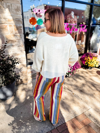 Retro Revival Stripe Wide Leg Jeans