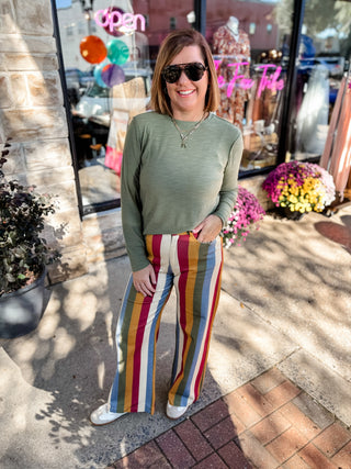 Retro Revival Stripe Wide Leg Jeans