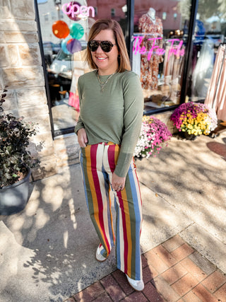 Retro Revival Stripe Wide Leg Jeans