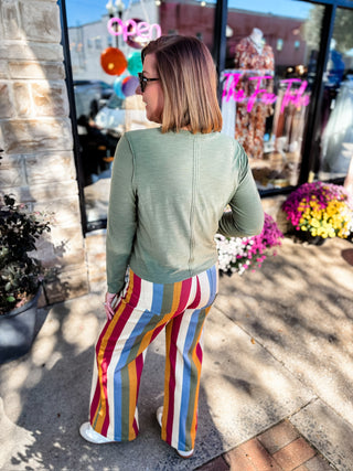 Retro Revival Stripe Wide Leg Jeans