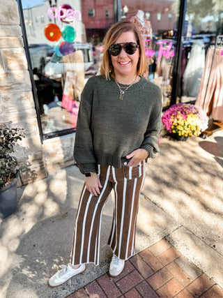 Chocolate Uptown Stripe Wide Leg Pants