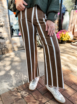 Chocolate Uptown Stripe Wide Leg Pants