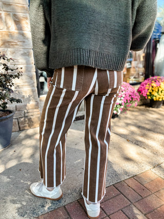 Chocolate Uptown Stripe Wide Leg Pants