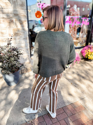 Chocolate Uptown Stripe Wide Leg Pants
