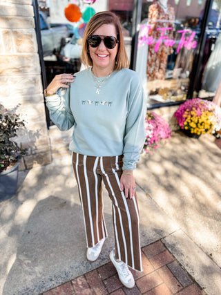 Chocolate Uptown Stripe Wide Leg Pants