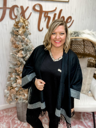 Black Fringe Poncho