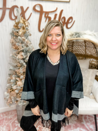 Black Fringe Poncho