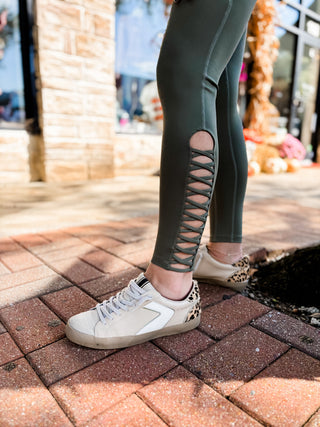 Olive Luxe Lattice Leggings