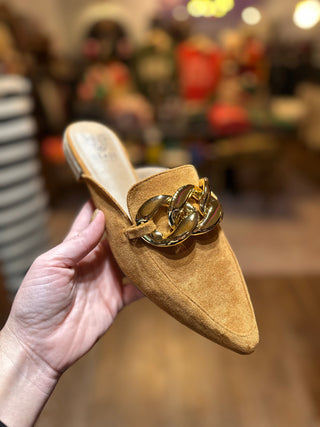Camel Pointed Toe Mule