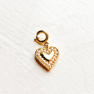 Pearl Heart Outline Charm | Chanelle