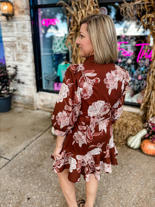 Autumn Stroll Waist Tie Dress