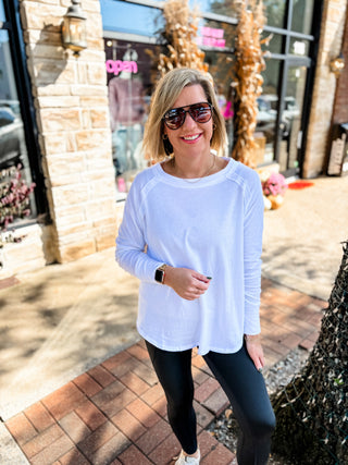 White Refined Raglan Long Sleeve Top