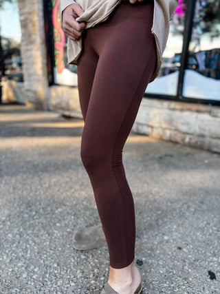 Brown Microfiber Full Length Leggings