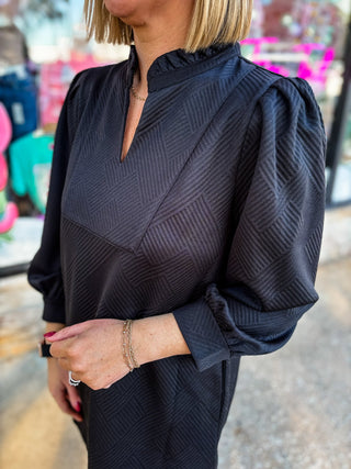 Black Uptown Hour Textured Dress