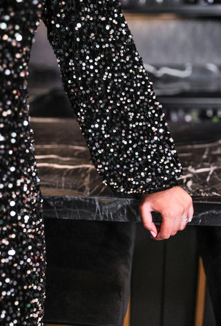 Black Old Flame Sequin Dress