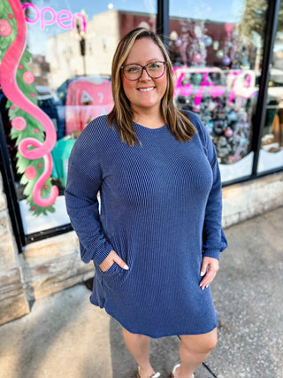 Long Sleeve Ribbed Dress | Multiple Colors