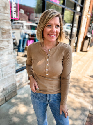 Taupe Daily Henley Top