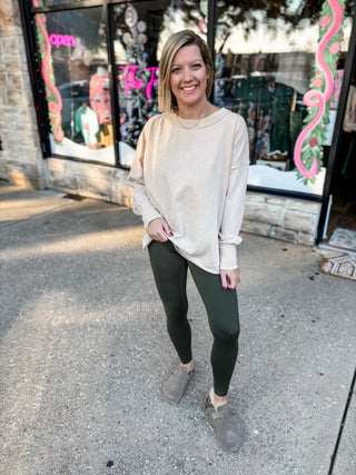 Olive Microfiber Full Length Leggings