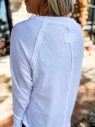 White Refined Raglan Long Sleeve Top